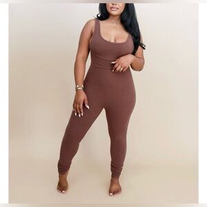 Fancy Homebody Womwns SMOOTH JUMPSUIT Sz. XL brown